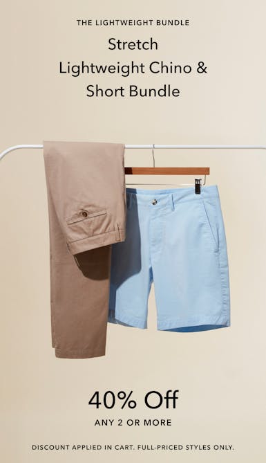 40% off 2 or more lightweight chinos and shorts, discount applied in cart