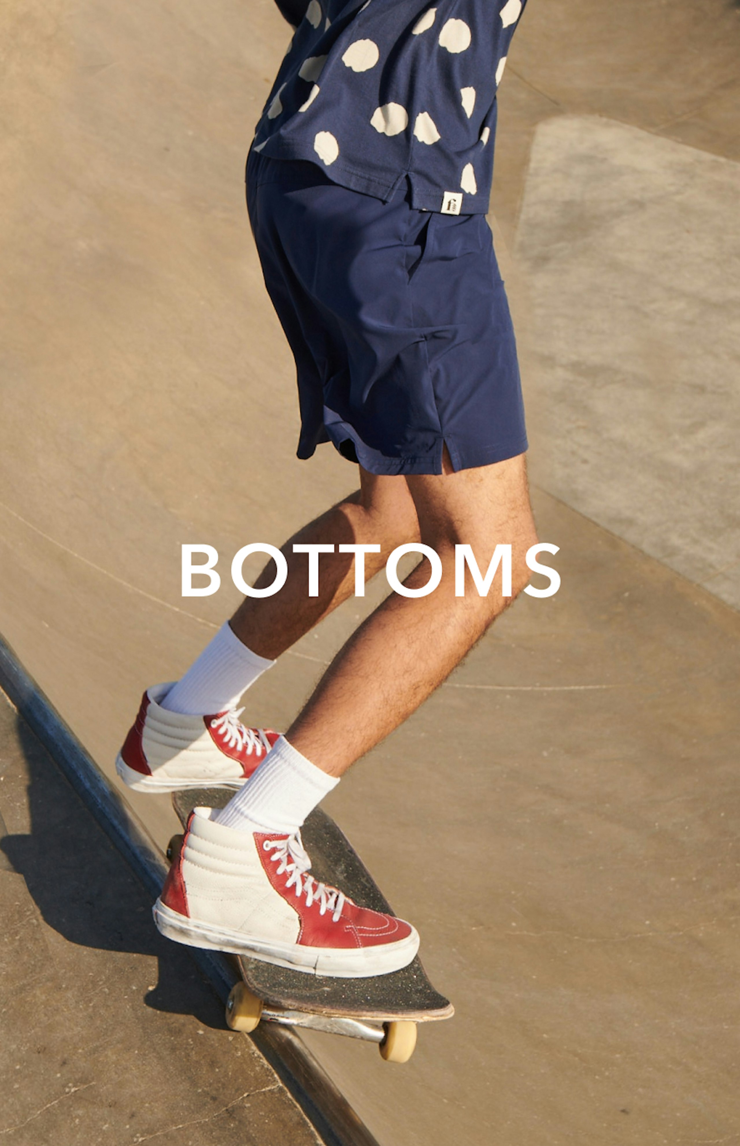 Person on skateboard Text reads "BOTTOMS"