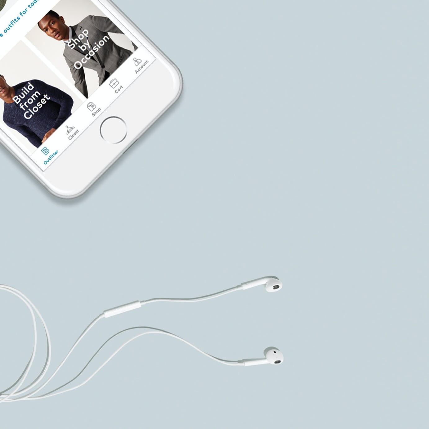 Phone displaying app with headphones unattached