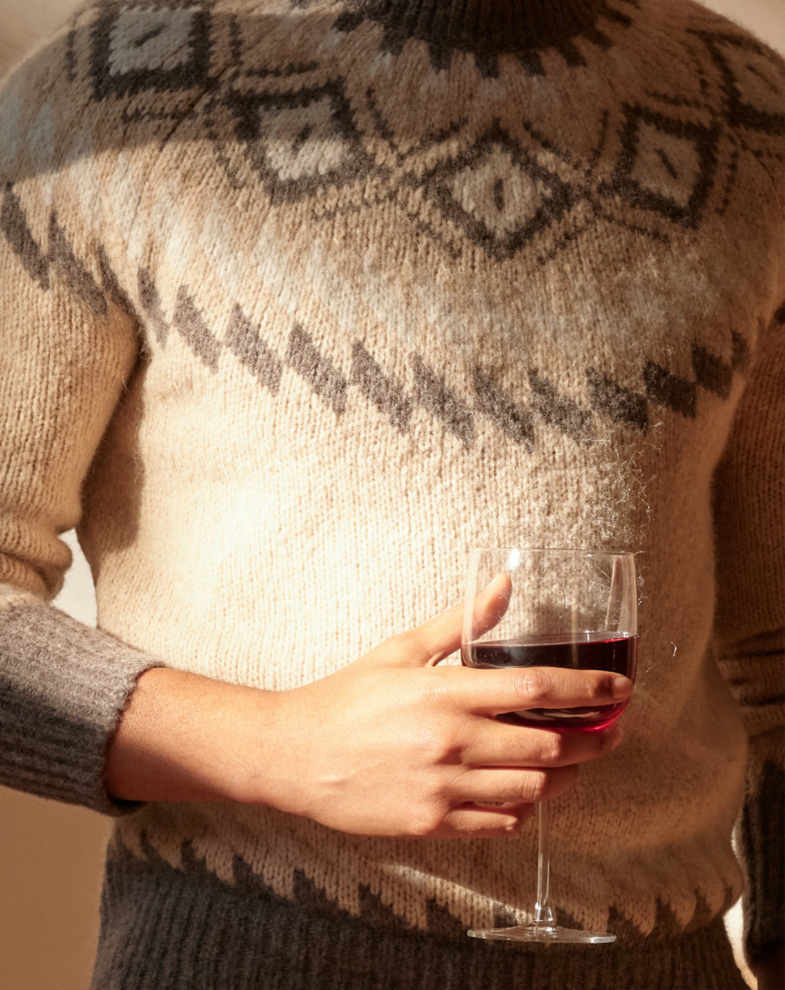 fashionable crew neck sweater at an ugly sweater party