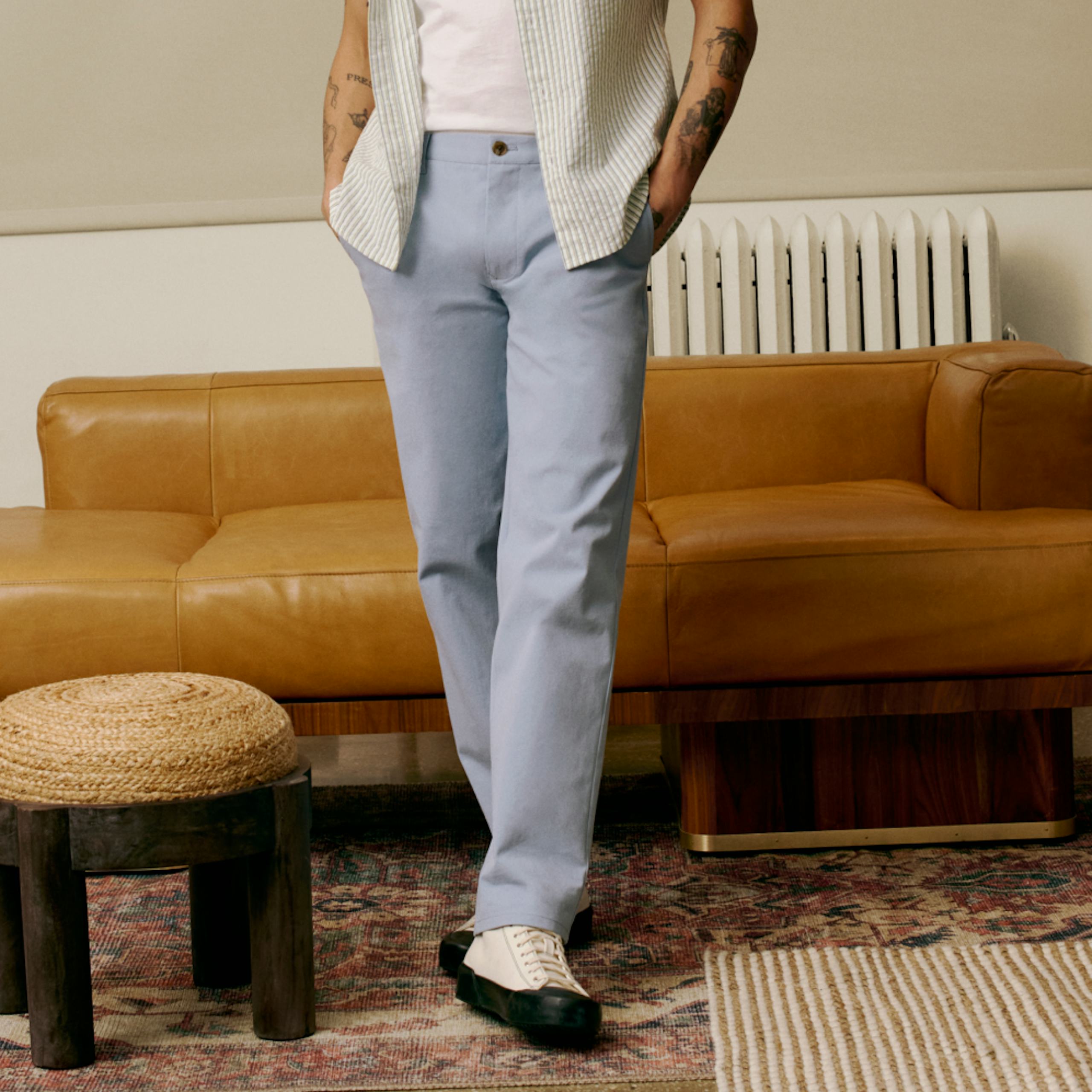image of model wearing stretch washed chinos