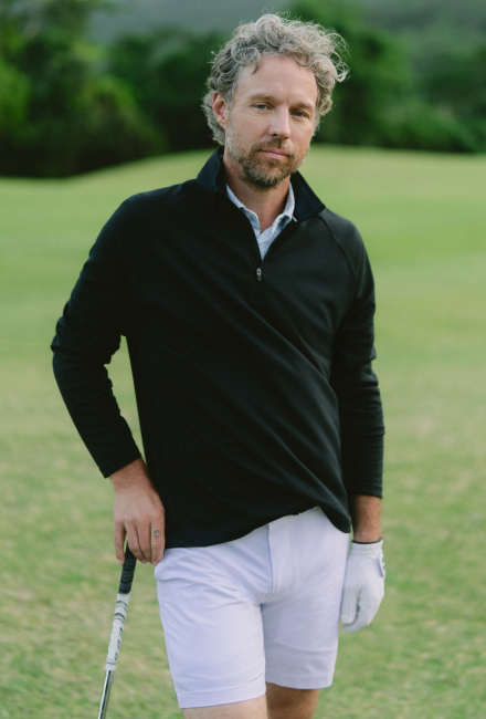 image of model wearing the Fairgame Quarter Zip