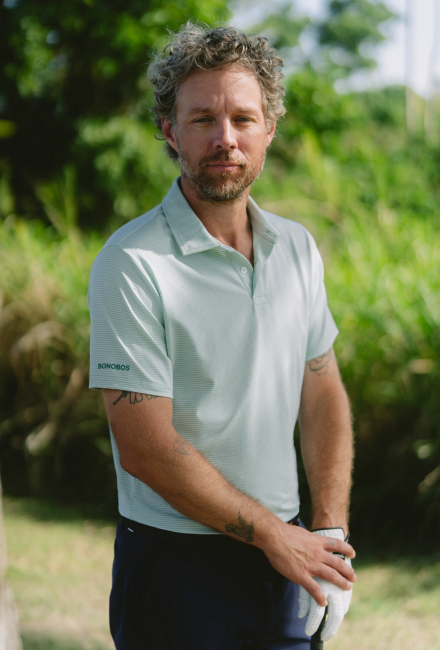 image of model wearing the Fairgame Sweater Polo